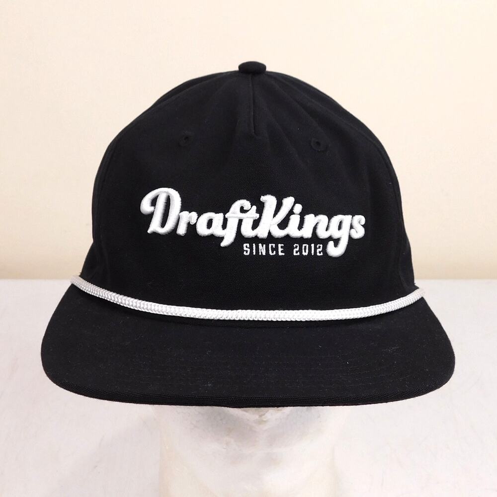 Draftkings Rope Brim Snapback Hat Adjustable Embroidered Golf Black White